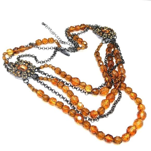 New York & Co. Topaz Beaded Rhinestone Necklace, Five Strands, 21 Inches - Picture 6 of 7